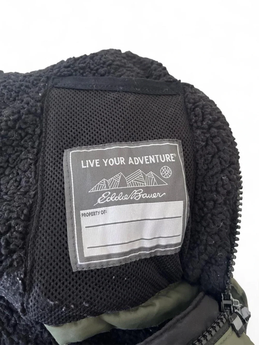 SOLD. Toddler Boy 3T Quilted Puffer Winter Coat Sherpa Hood Eddie Bauer Olive